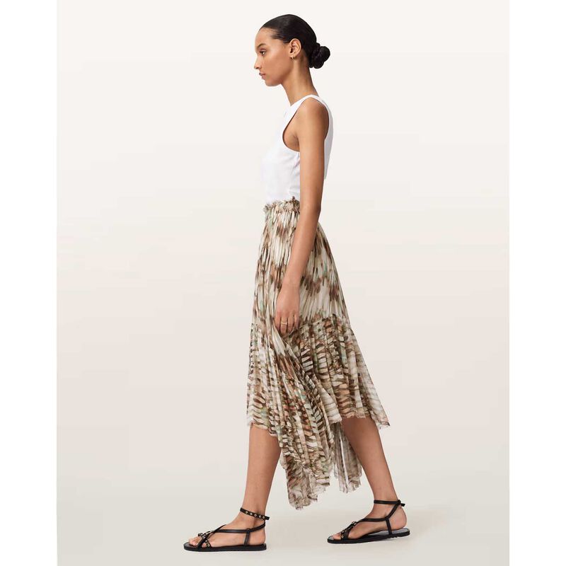 AllSaints Danae Asymmetric Tiered Midi Skirt image number 2